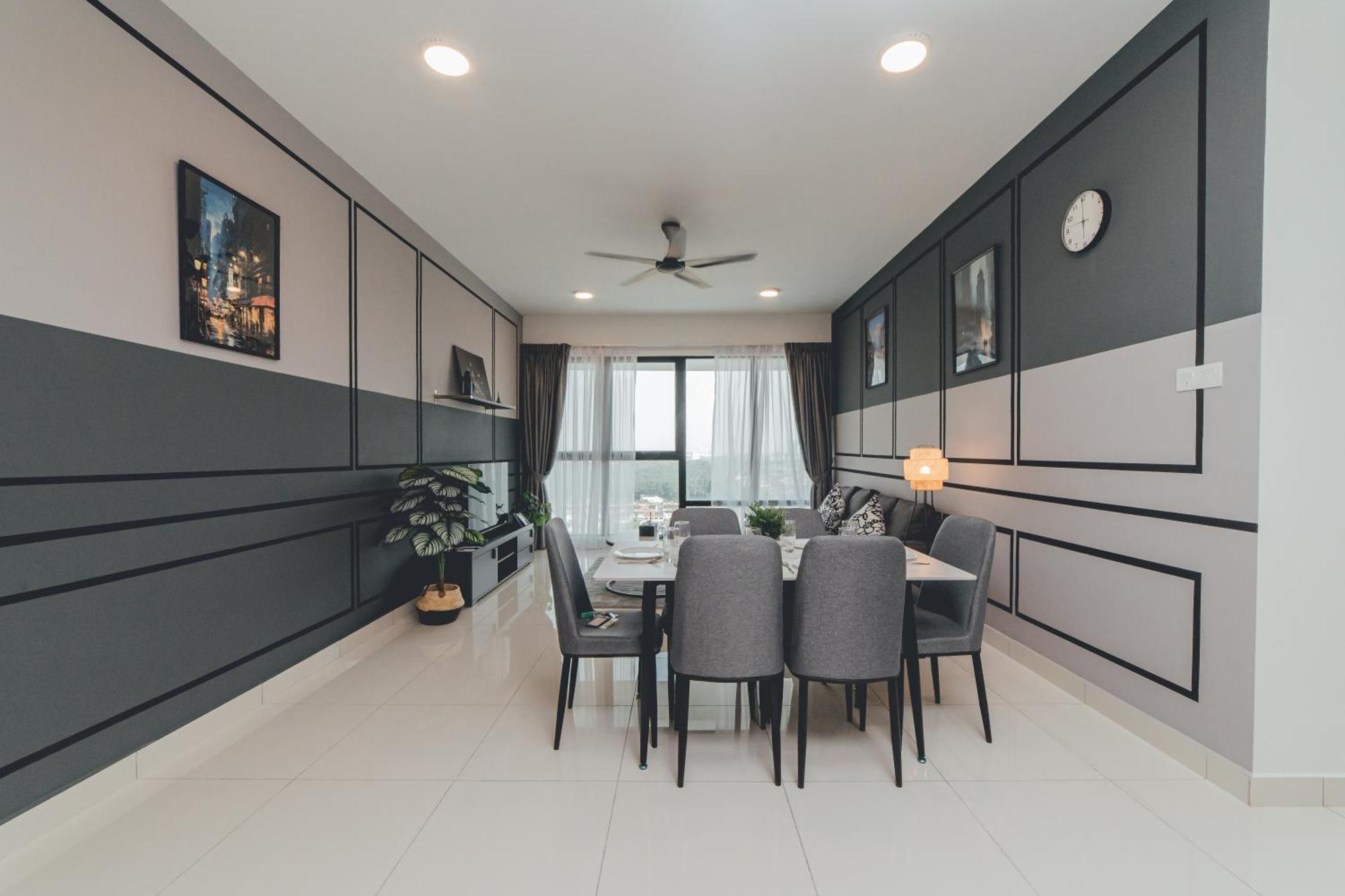 Mosaic Lush Grey Nest 3br 8pax W Bathtub Near Midvalley Apartemen *